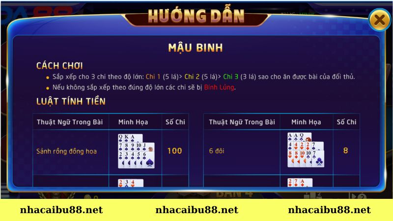 Hướng dẫn cách chơi game bài Mậu binh BU88